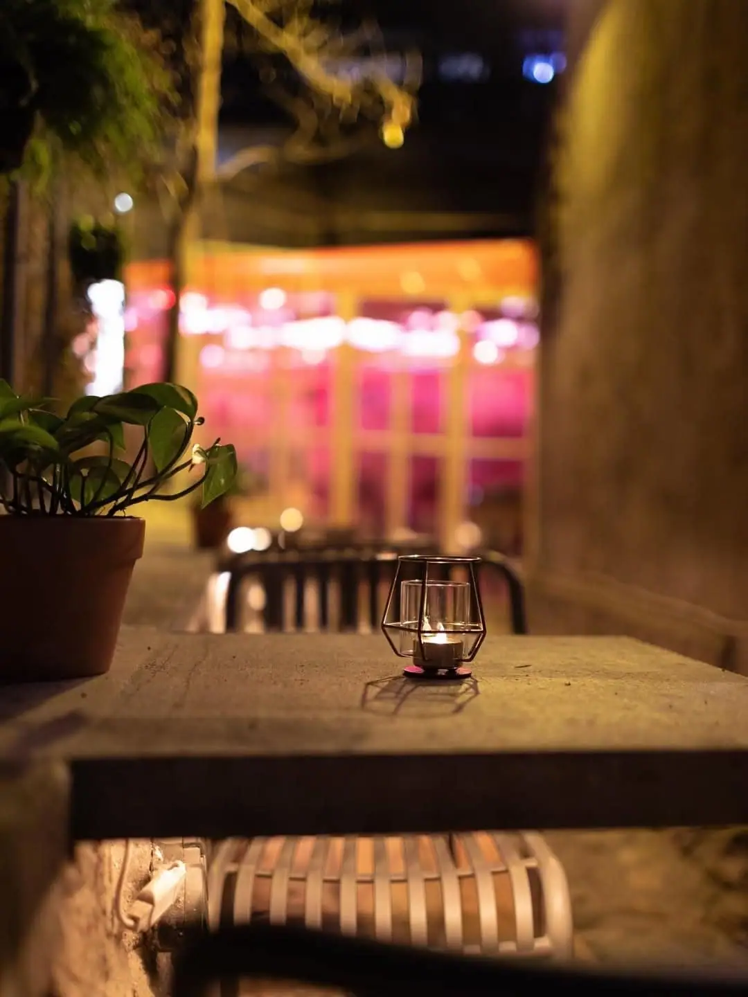 Candlelit garden terrace at Kafekopa